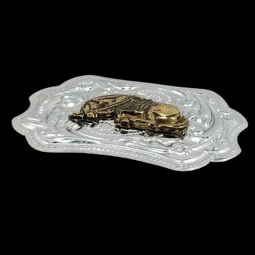 Western Horse Bucking Silver Tone Rodeo Cowboy Belt Buckle USA Made‎